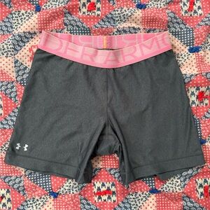 Under Armour Women's Charcoal and Pink Athletic Shorts